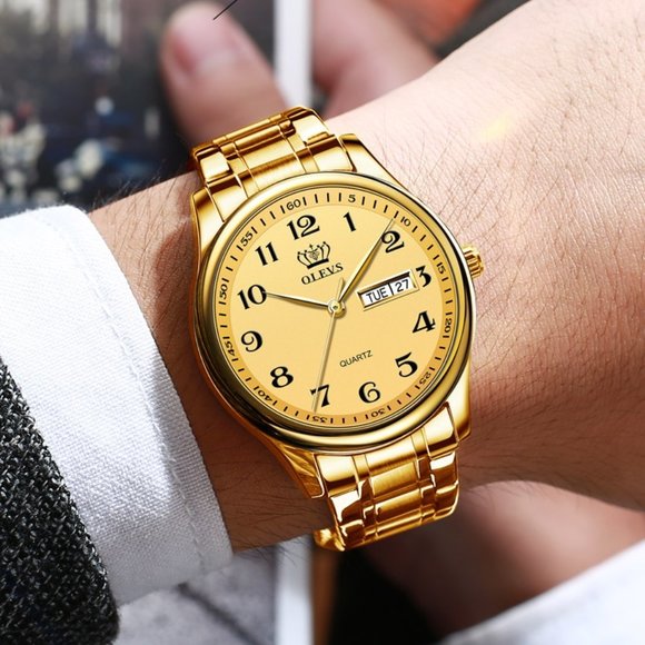 Couple Watches Stainless Steel Golden Waterproof - Picture 8 of 9